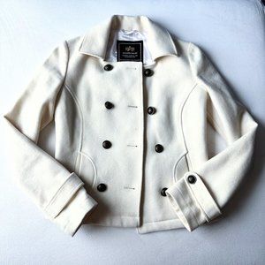 Off-White Wool Cropped Peacoat (Alpha Industries, XS)